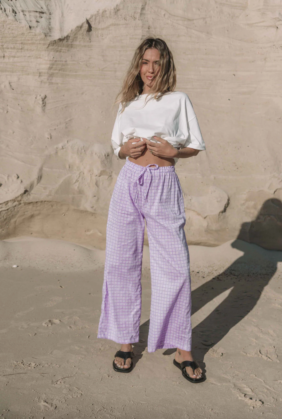 Bobbi Pant Lilac Gingham | The Hall Store