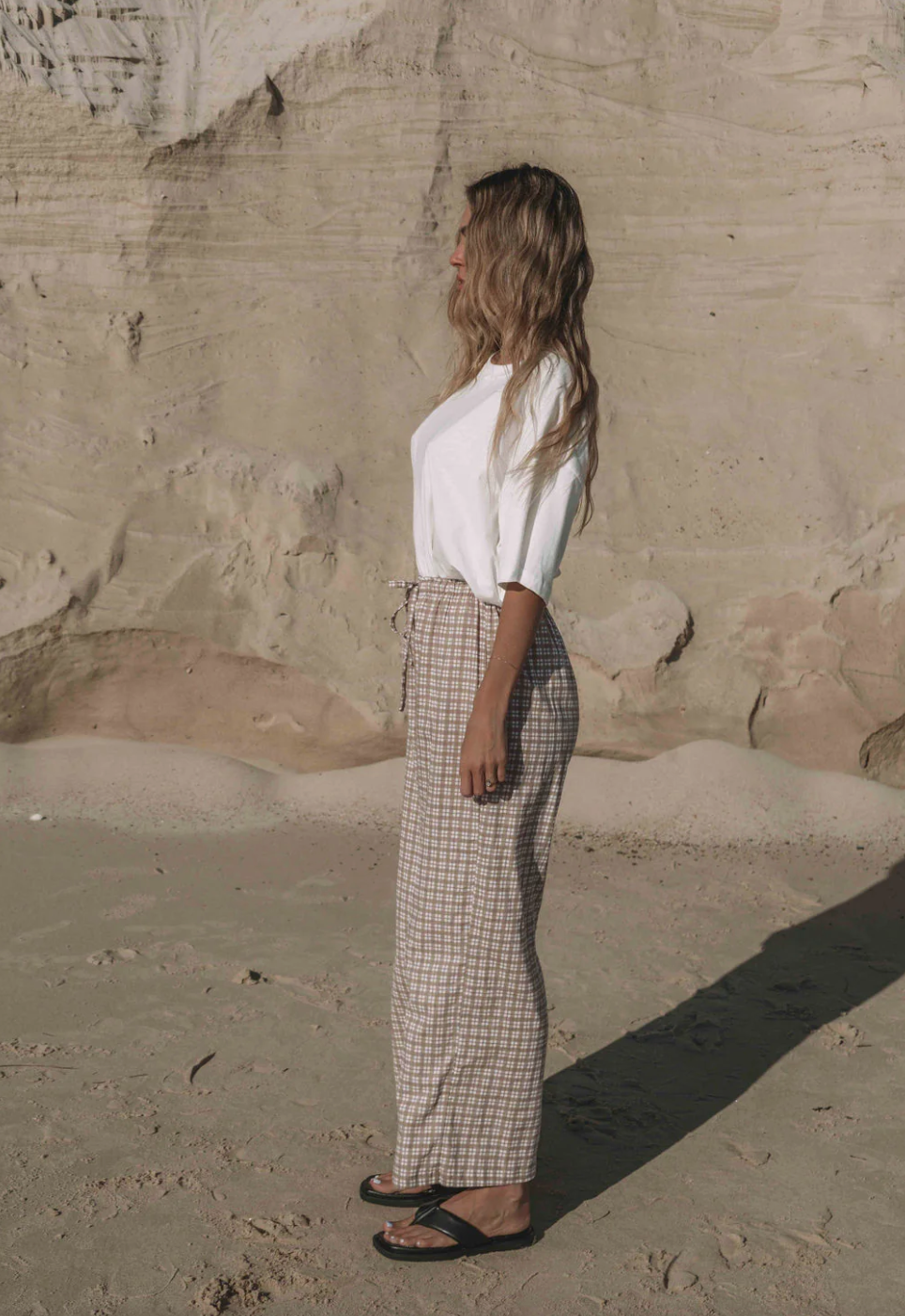 Bobbi Pant Mocha Gingham | The Hall Store