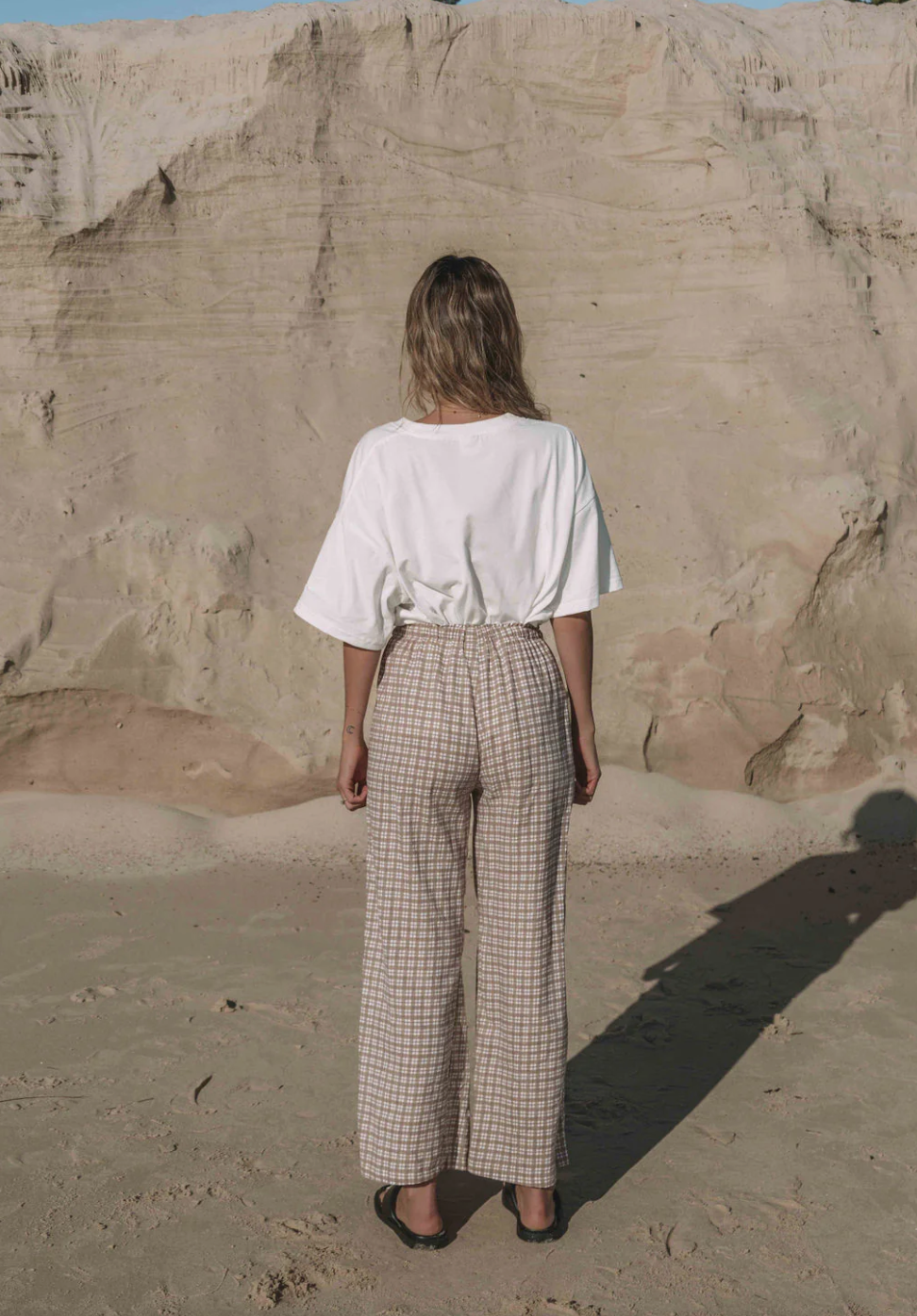 Bobbi Pant Mocha Gingham | The Hall Store