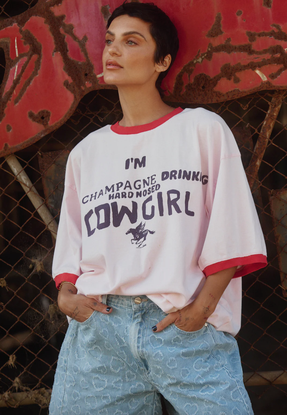 The Very Oversized Champagne Cowboy Tee | Sabbi