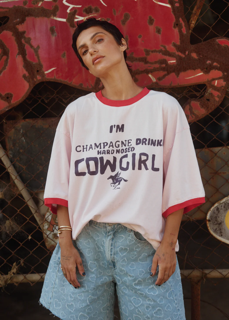 The Very Oversized Champagne Cowboy Tee | Sabbi