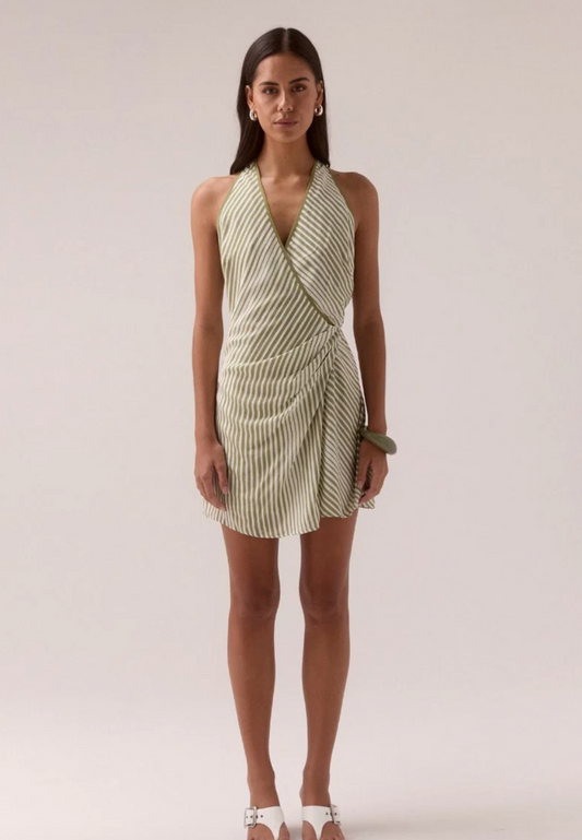 Vista Mini Dress - Olive Stripe |  Sovere