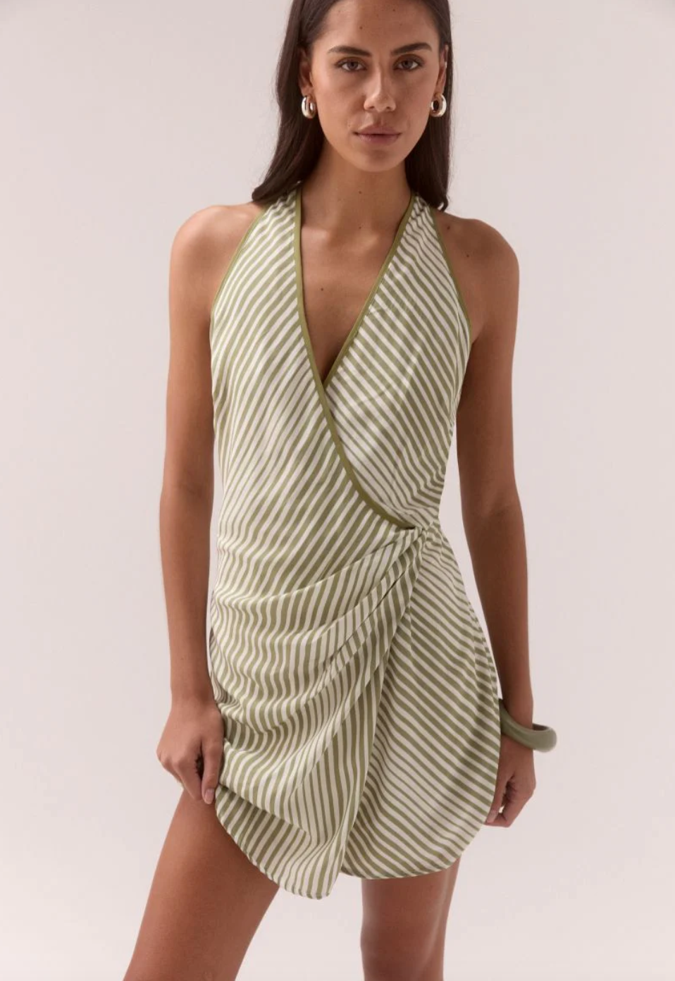 Vista Mini Dress - Olive Stripe |  Sovere