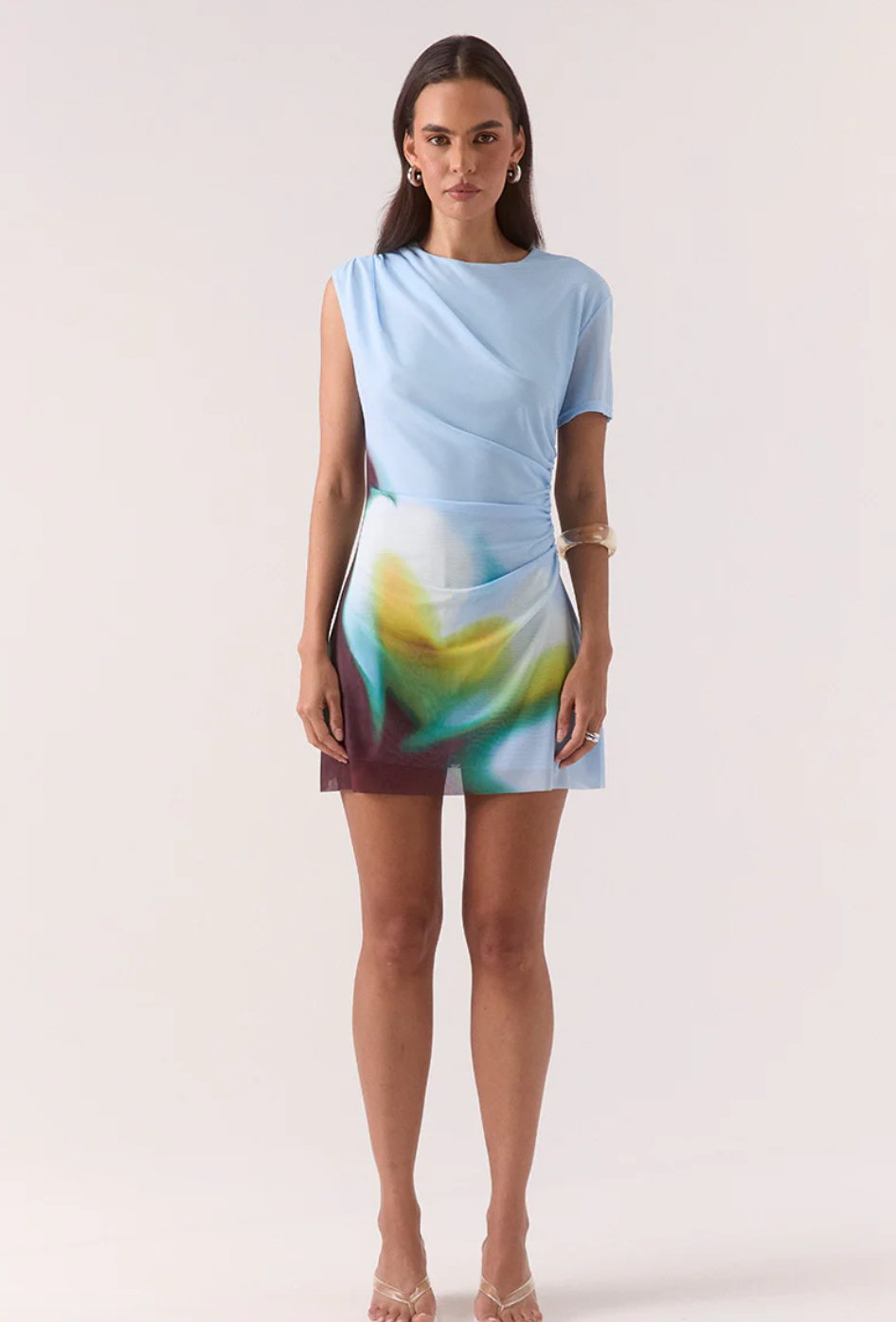 Zinnia Mesh Mini Dress Azure | Sovere