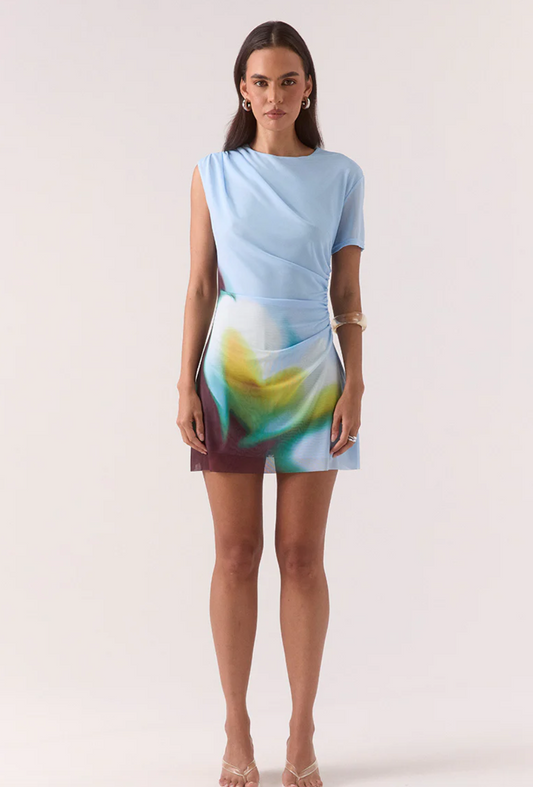 Zinnia Mesh Mini Dress Azure | Sovere