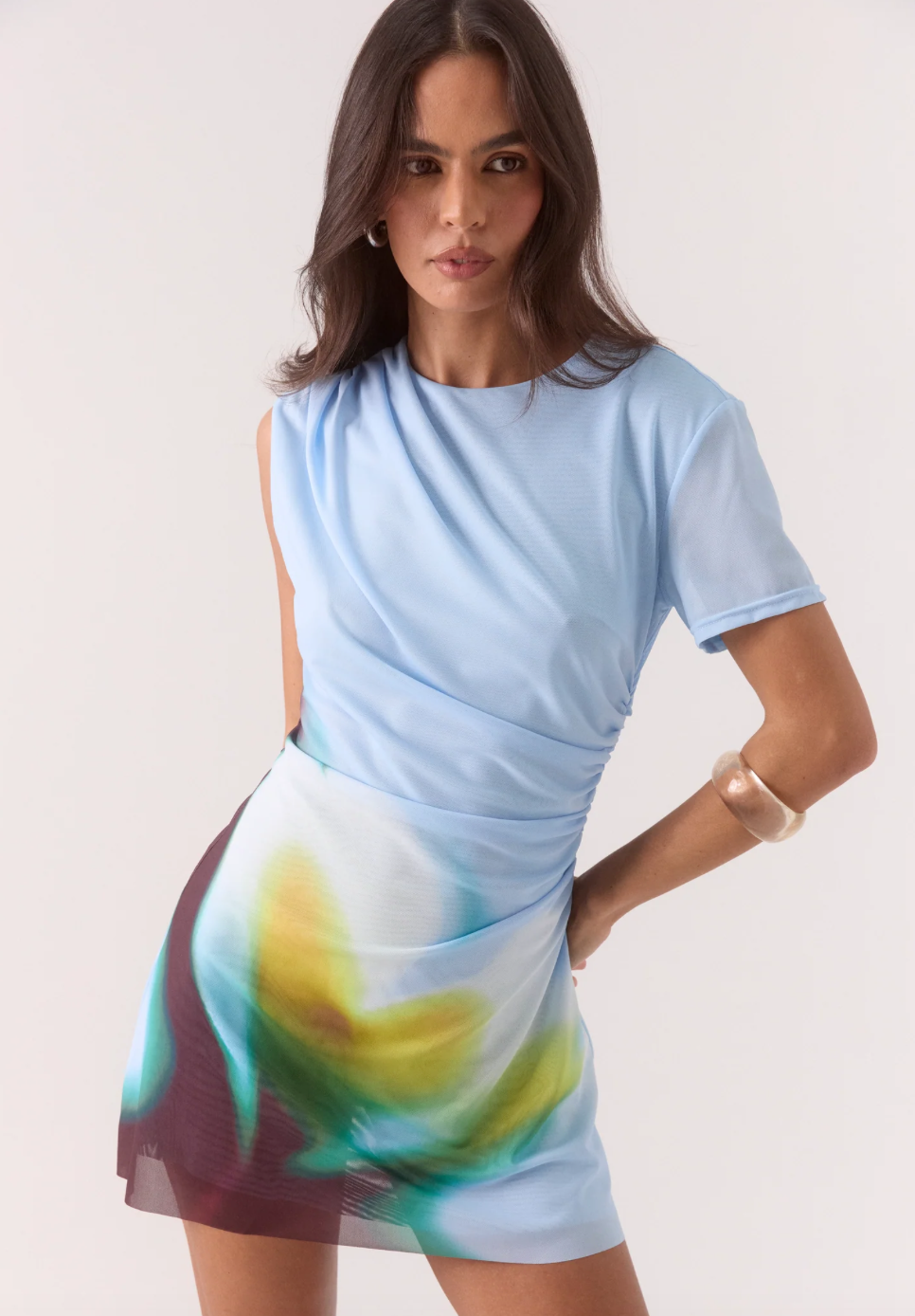 Zinnia Mesh Mini Dress Azure | Sovere