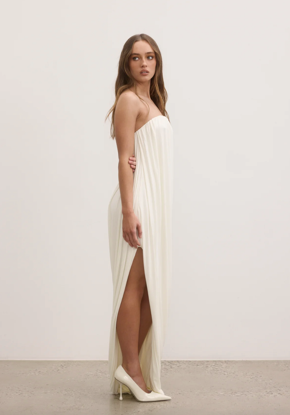 Callista Maxi Dress Ivory | Bayse