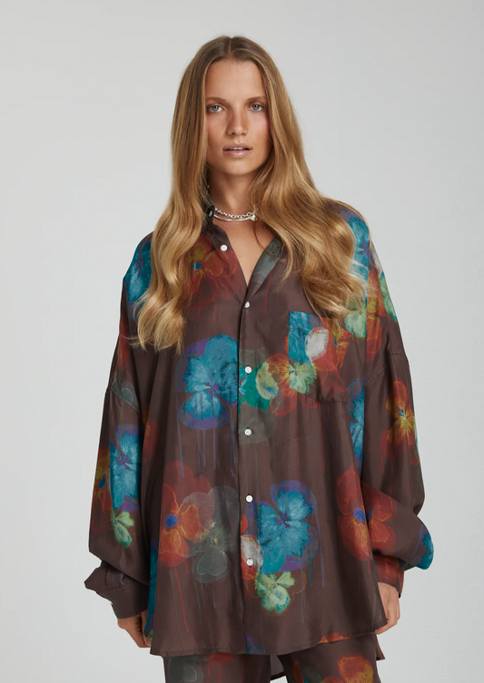 Summi Summi |LS OVERSIZED SHIRT - PANSY DRIP